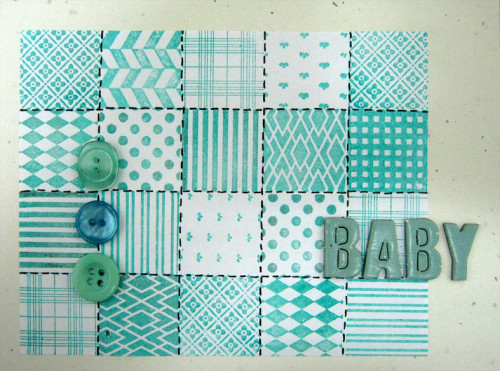 Baby Card with Faux Quilting Stamps