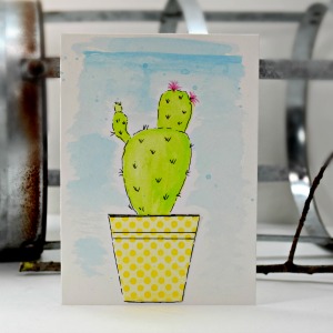 Faux Watercolor Cactus Card