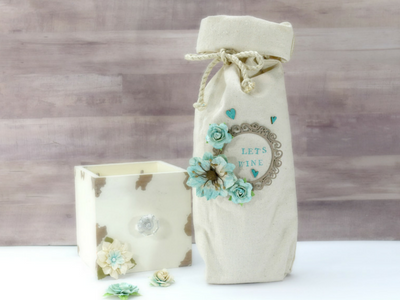Canvas Stamped Gift Wine Bag