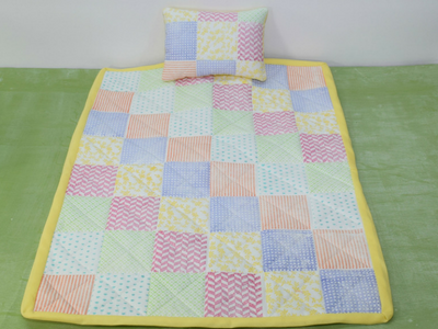 Hand Stamped Quilted Barbie Blanket and Pillow