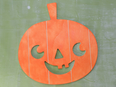 Inked and Stamped Halloween Wood Pumpkin