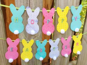 Faux Quilted Stamped Bunny Banner