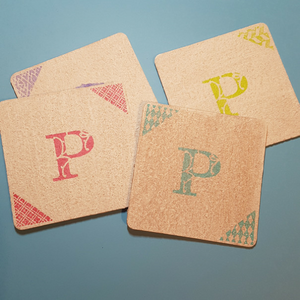 Stamped & Stenciled Monogrammed Coasters 