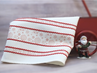 Stamped Christmas Tea Towel