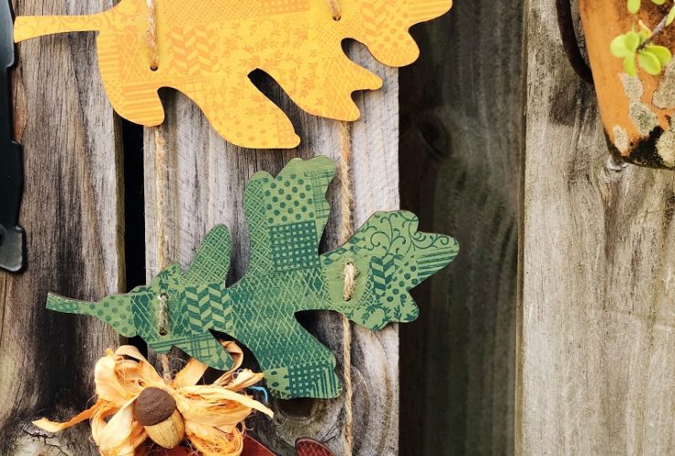 Ann Butler Designs Falling Leaves Door Decor with Faux Quilted Stamp Sets