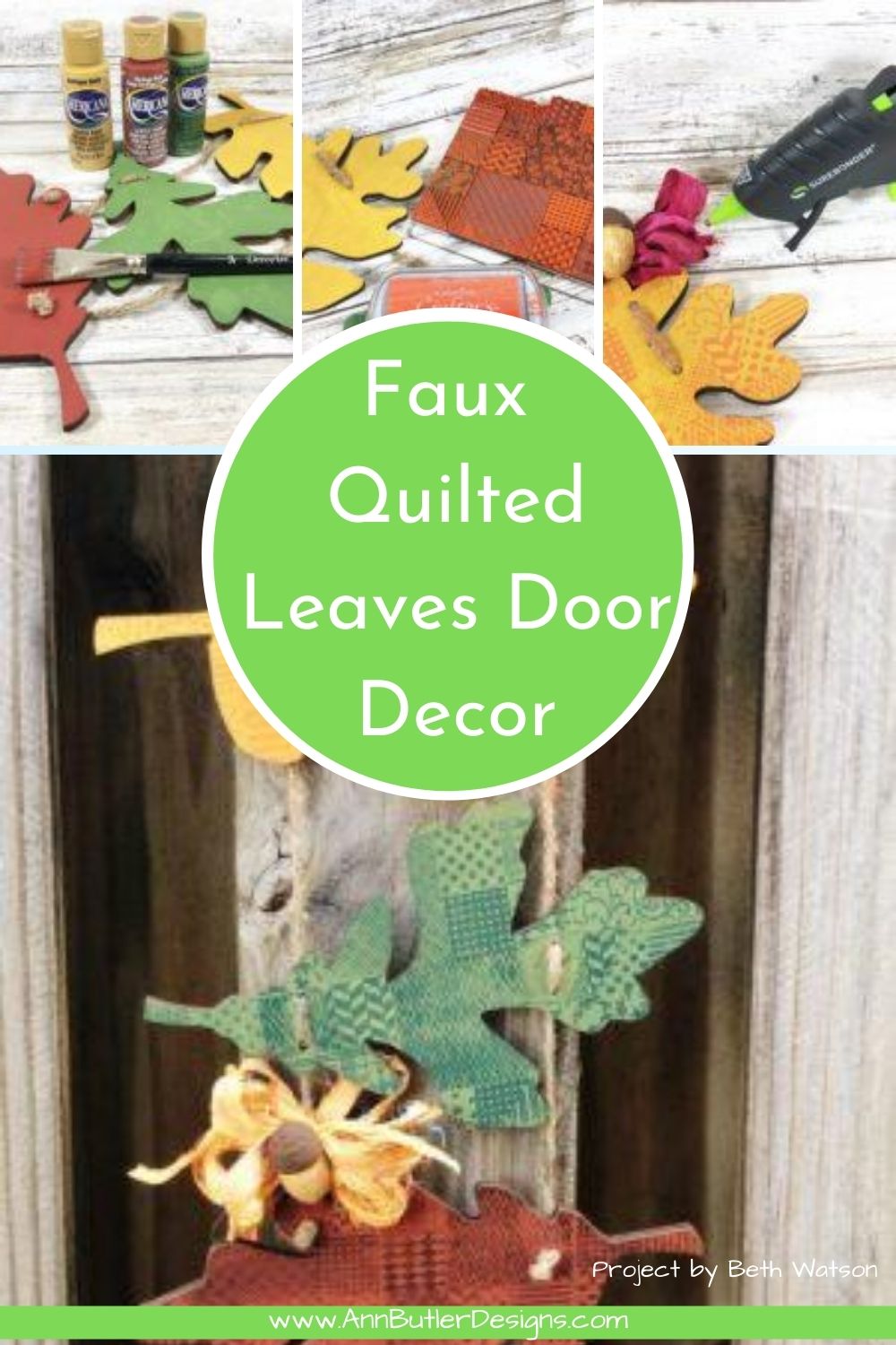 Faux Quilted Leaves Door Decor Pin