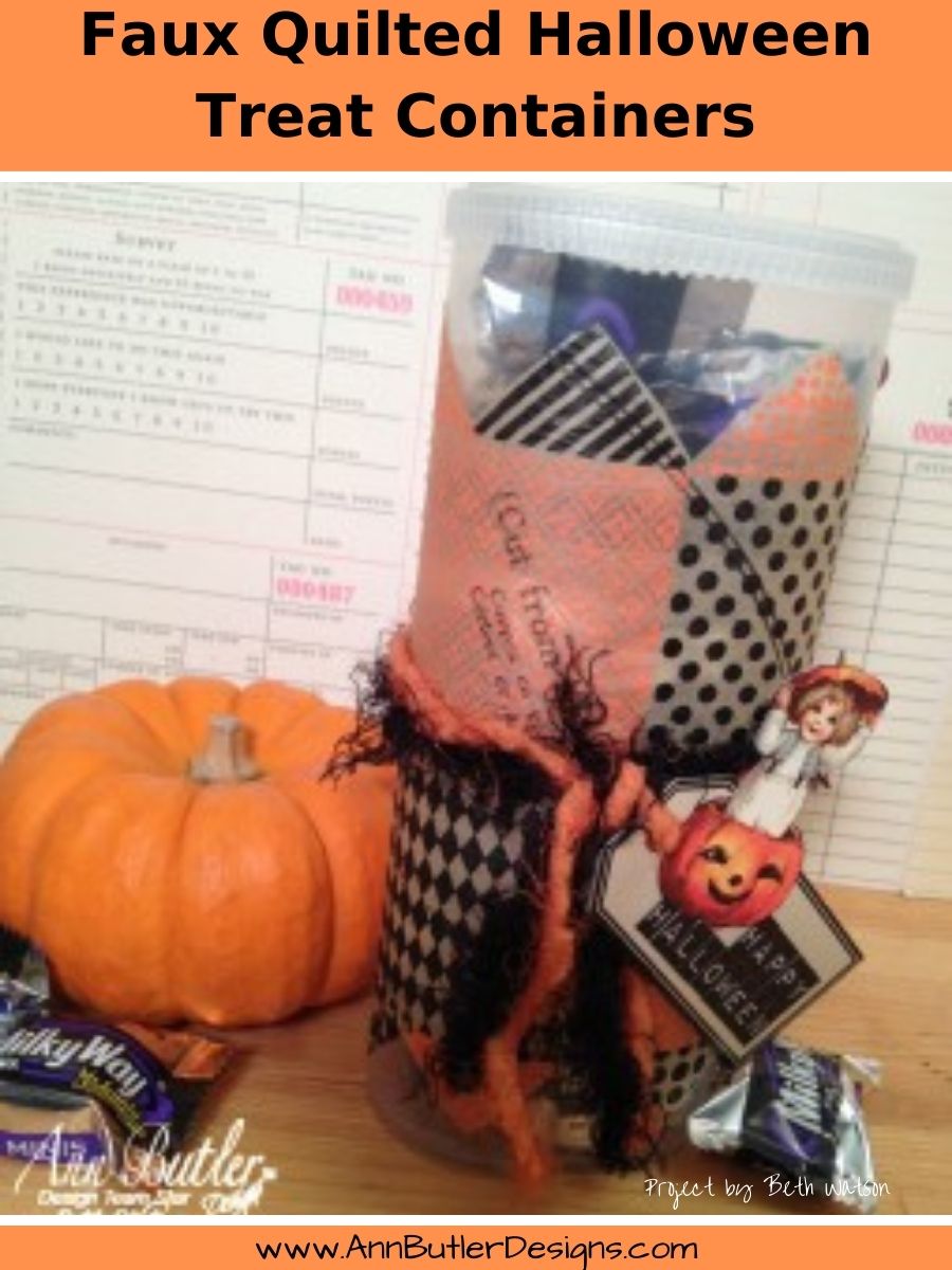 Faux Quilted Halloween Treat Containers Pin